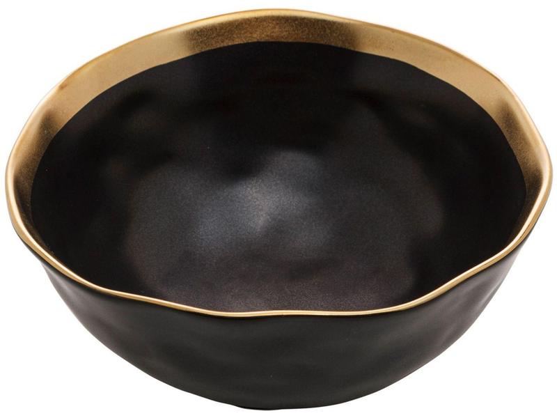 Imagem de Bowl de Porcelana Preto e Dourado Wolff Mesa Dubai 580ml