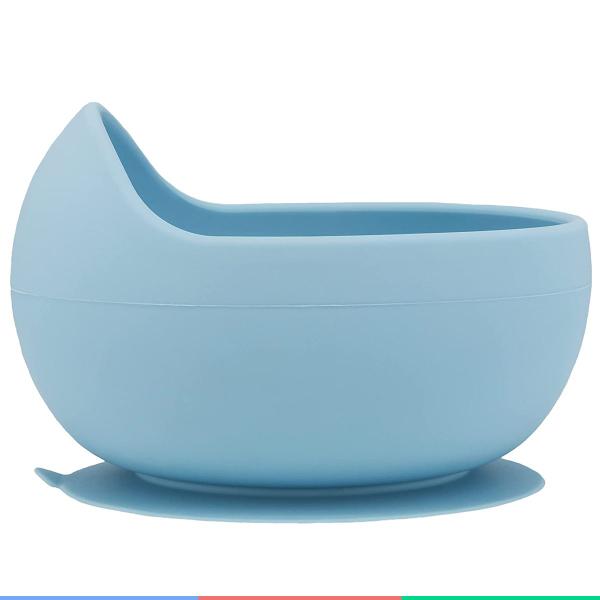 Imagem de Bowl de Silicone Bebe Alimentação Refeição Infantil  350ML +6 Meses Com Ventosa Azul Buba