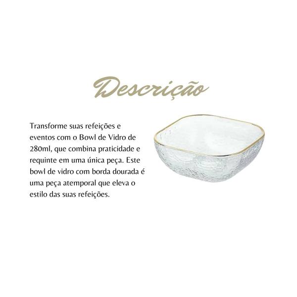 Imagem de Bowl de vidro com borda dourada 280ml florarte 