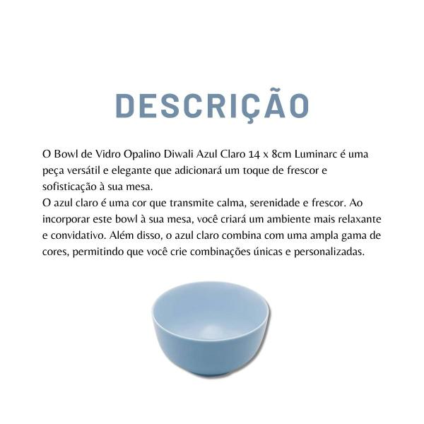 Imagem de Bowl De Vidro Opalino Diwali Azul Claro 14 X 8Cm Luminarc