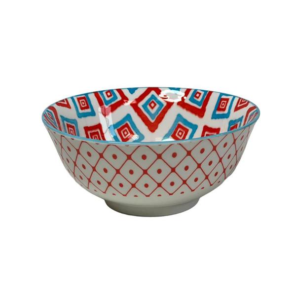 Imagem de Bowl em Cerâmica Losangos Vermelho e Azul 900ml - 1 unid.