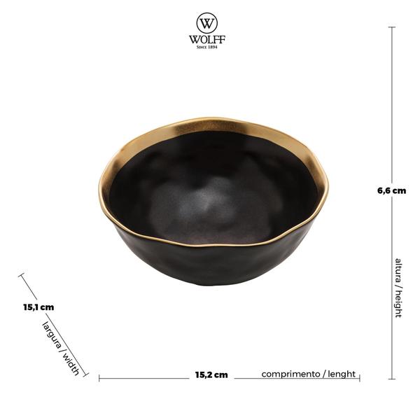 Imagem de Bowl Em Porcelana Preto E Dourado Dubai 15X6Cm 450Ml