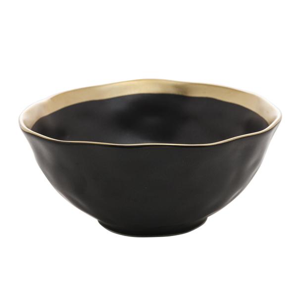 Imagem de Bowl Em Porcelana Preto E Dourado Dubai 15X6Cm 450Ml