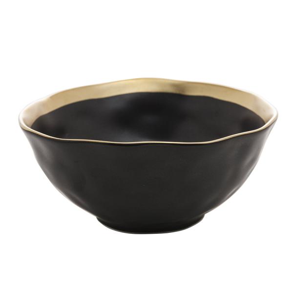 Imagem de Bowl Porcelana Preto e Dourado Dubai 15x6cm Wolff