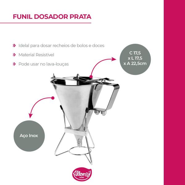 Imagem de Bowl Prata e Preto Multiuso Aço Inox 5L Cromus Allosy para Receitas Pesadas 24x21x13cm 1un