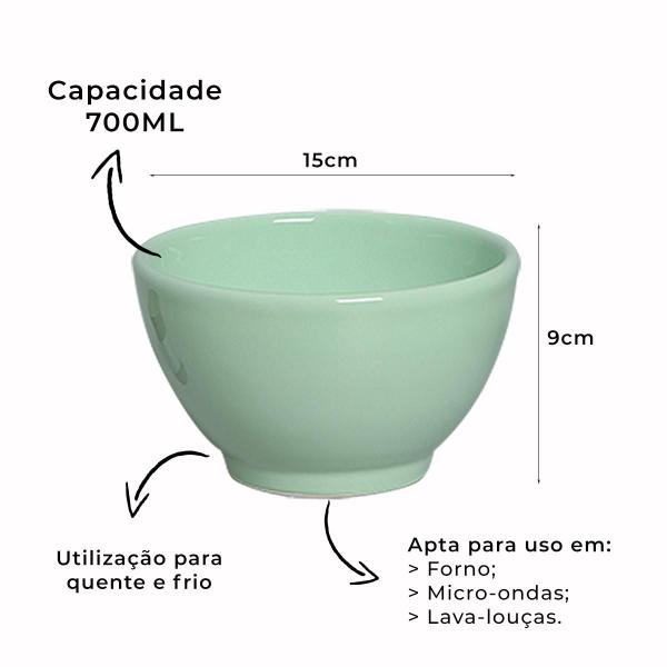 Imagem de Bowl Tigela Cumbuca Feijoada Sopeira Cozinha Cerâmica Redondo 700ml