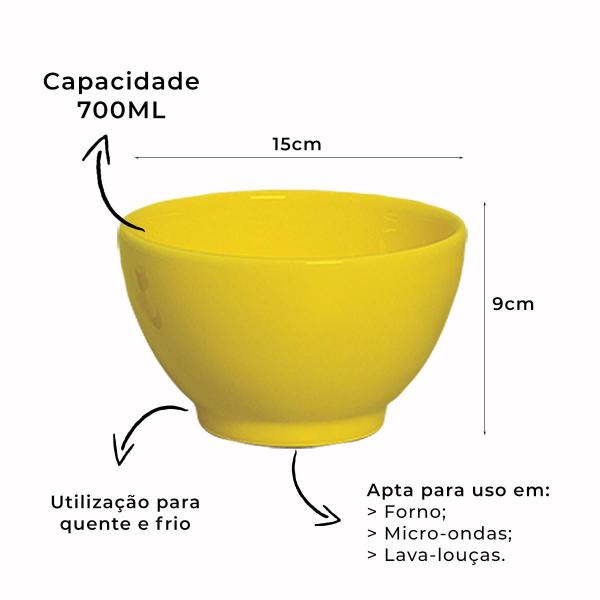 Imagem de Bowl Tigela Cumbuca Feijoada Sopeira Cozinha Cerâmica Redondo 700ml