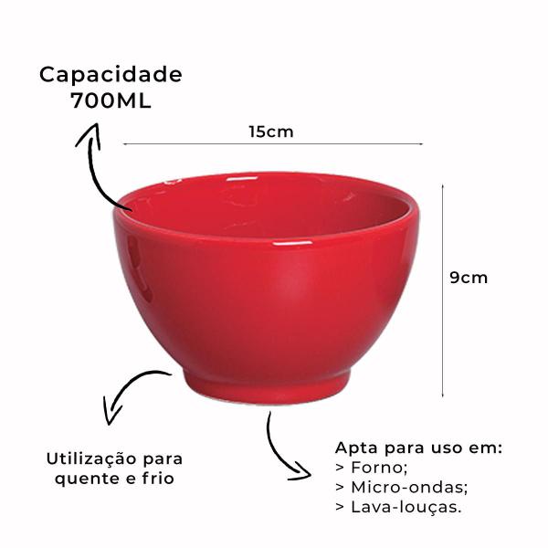 Imagem de Bowl Tigela Cumbuca Feijoada Sopeira Cozinha Cerâmica Redondo 700ml