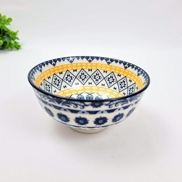 Imagem de Bowl ul E Branco Amarelo Floral 6X12Cm Cerâmica