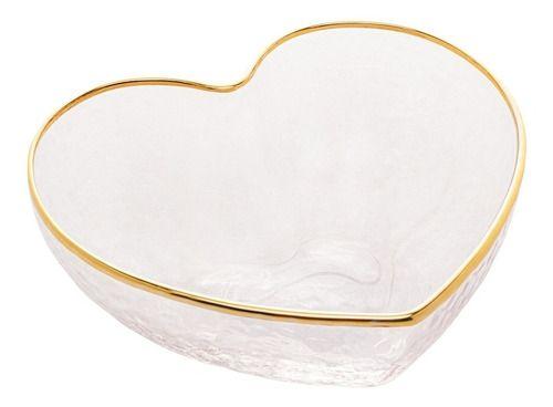 Imagem de Bowl Vidro 12x11x5 C/borda Dourada Heart Bon Gourmet (28343)