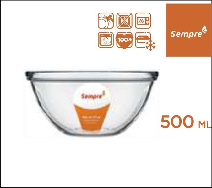 Imagem de Bowls Saladeira Tigela Preparo De Vidro Resistente 500Ml