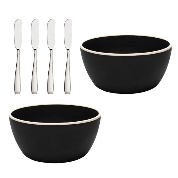 Imagem de Bowls Tigelas Potes Melamina Preto Para Sua Refeição Lanche