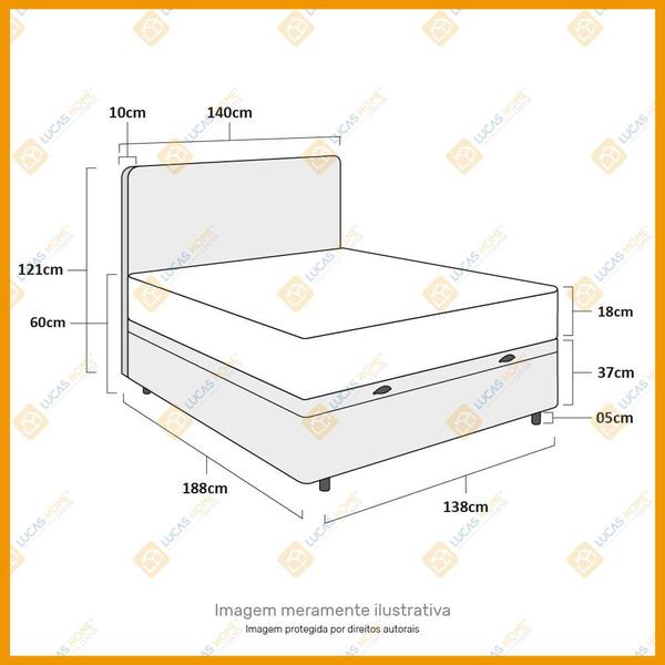 Imagem de Box Baú + Cabeceira Cassis e Colchão Casal Ortobom ISO 100 138x188x60cm Marrom