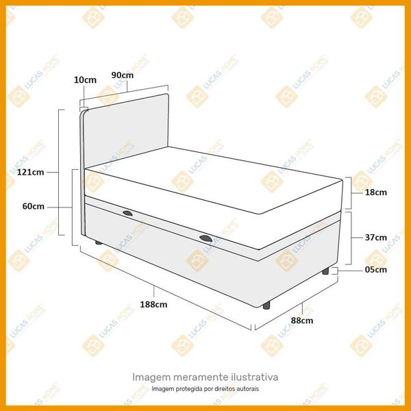 Imagem de Box Baú + Cabeceira Cassis e Colchão Solteiro Ortobom ISO 100 88x188x60cm Marrom