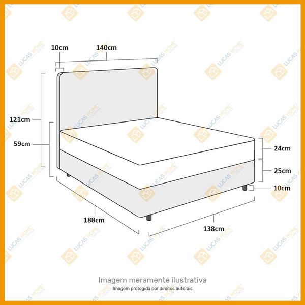 Imagem de Box + Cabeceira Cassis e Colchão Casal - Ortobom - Light Ortopédico - 138x188x59cm Branco