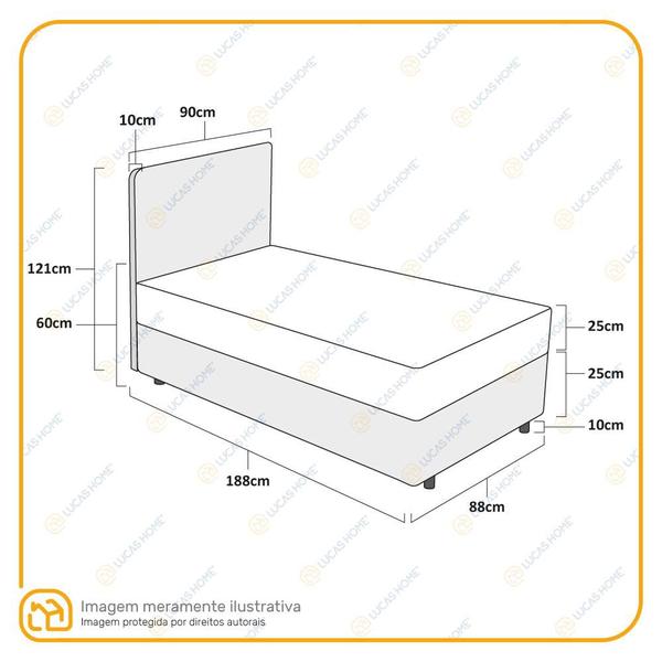 Imagem de Box + Cabeceira Cassis e Colchão Solteiro- Ortobom- AirTech SpringPocket- 88x188x65cm Branco