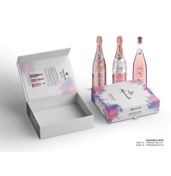 Box Casa Perini Espumante Aquarela Moscatel Rosé 750ml cada Imagem de Box Casa Perini Espumante Aquarela Moscatel Rosé 750ml cada