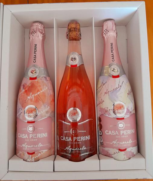 Box Casa Perini Espumante Aquarela Moscatel Rosé 750ml cada Imagem de Box Casa Perini Espumante Aquarela Moscatel Rosé 750ml cada