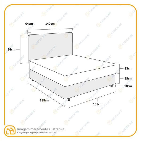 Imagem de Box Casal Branco + Cabeceira Painel Iris Marrom + Colchão De Molas Physical Nanolastic 138cm