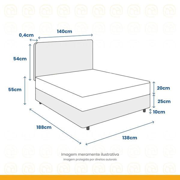 Imagem de Box Casal Marrom + Cabeceira Painel Iris Marrom + Colchão de Molas Classic Superlastic 138cm