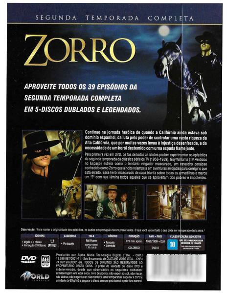 Box DVD Zorro Segunda Temporada Completa 39 Episódios - Minissérie