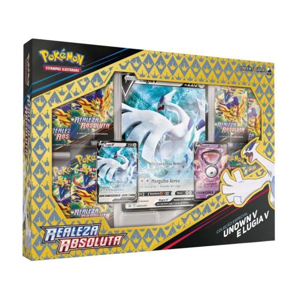 Imagem de Box Pokémon Unown e Lugia V-Max Realeza Absoluta Copag Coleção Cartas Cards Lacrado Lançamento