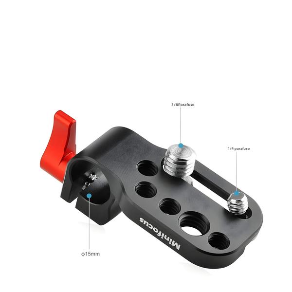 Imagem de Braçadeira De Haste Única De 15mm Com Furo De Parafuso De Rosca 1/4 Para Monitor De Câmera DSLR