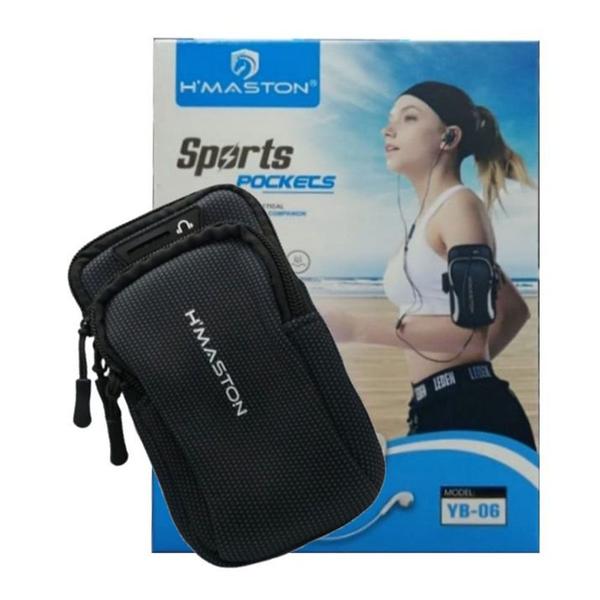 Imagem de Braçadeira Suporte Braço Celular Treino Yb-06 Preto com Azul