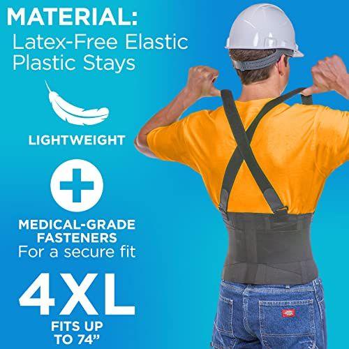 Imagem de BraceAbility Industrial Work Back Brace  Correias de suspensão removíveis para segurança de levantamento pesado - Cinto de proteção contra dor lombar para homens e mulheres em trabalhos de construção, mudança e armazém (XL)