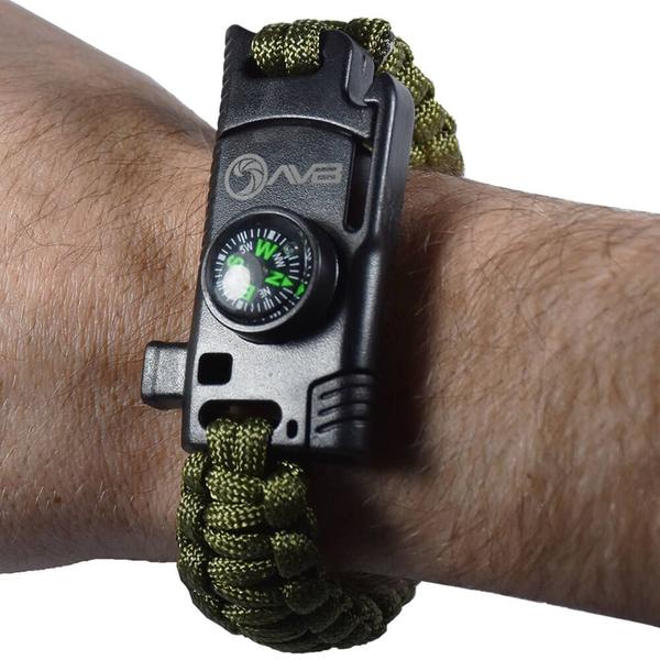 Imagem de Bracelete Pulseira Apito Paracord Faca Bússola AVB BPC9