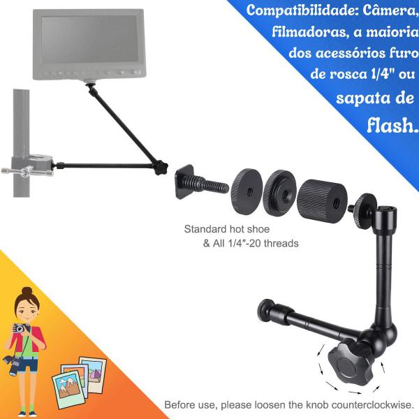 Braço Articulado Magic Arm 18cm Ballhead 1/4 Sapata Hot Shoe - DOMEFLOAT Imagem de Braço Articulado Magic Arm 18cm Ballhead 1/4 Sapata Hot Shoe