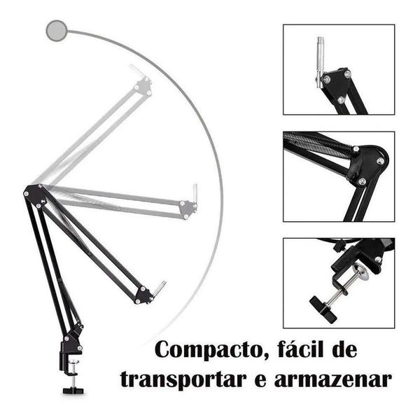 Imagem de Braço Articulado Suporte De Mesa Para Microfone Aço