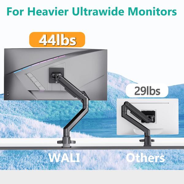 Imagem de Braço de monitor WALI GSM001XL-P Gas Spring 49" 20 kg preto