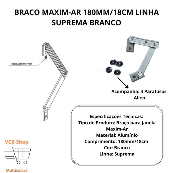 Imagem de Braço maxim-ar 18cm/180mm janela linha suprema branco udinese par