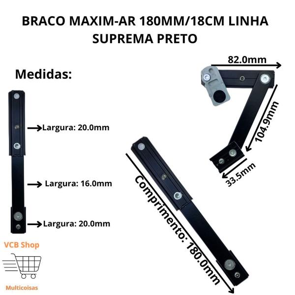 Imagem de Braço maxim-ar 18cm/180mm janela linha suprema preto udinese par