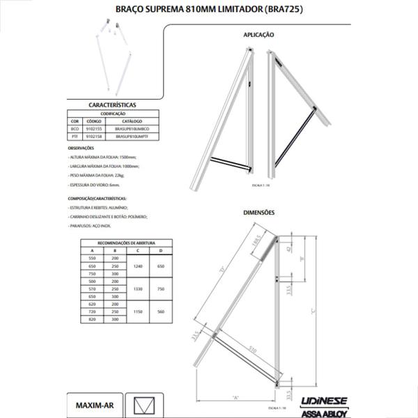 Imagem de Braço Maxim-Ar 810mm Suprema Bra725 Udinese Branco