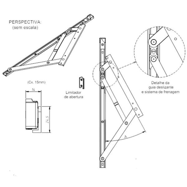 Imagem de Braço para Janela Maxim-Ar 600mm Branco Alumiconte BRA763EB Par