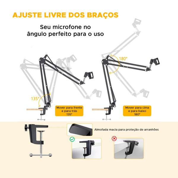 Imagem de Braço Suporte De Mesa P/ Microfones Maono Au-b01 Articulado