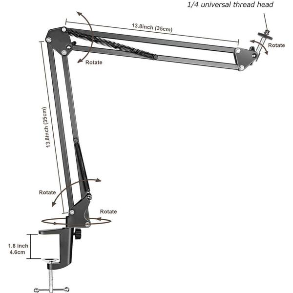 Imagem de Braço Suporte Pedestal De Mesa Articulado Para Microfone