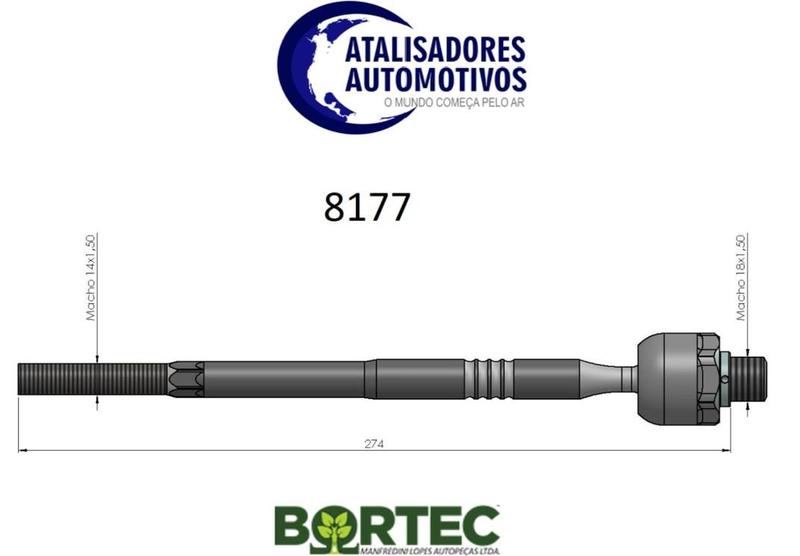 Imagem de Braço terminal axial CHEVROLET MERIVA 2002 ATÉ 2012 sistema caixa hidraulica- BORTEC BA8177