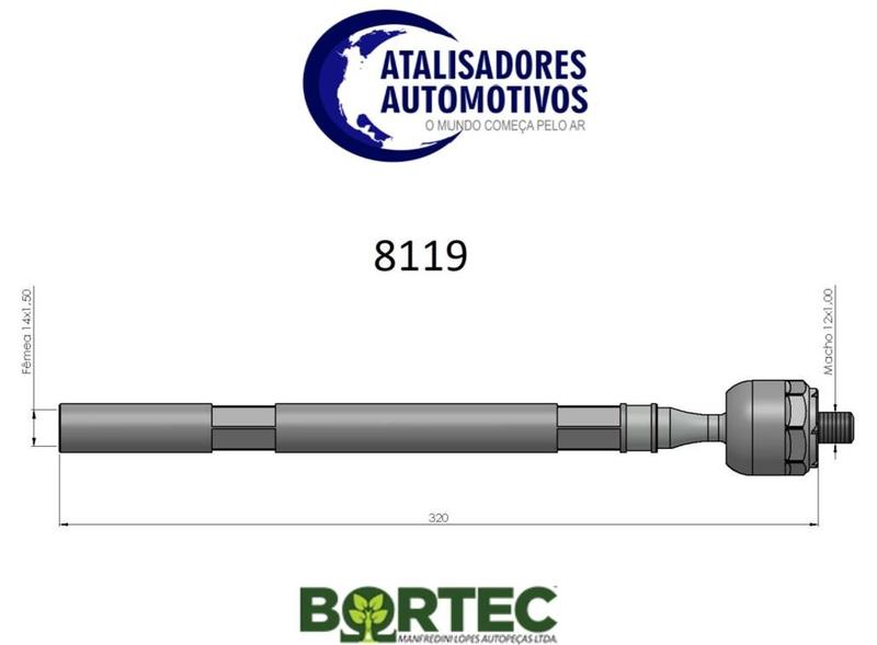 Imagem de Braço terminal axial CITROEN XSARA BREAK 1997 ATÉ 2004 sistema caixa mecanica e hidraulica - BORTEC BA8119