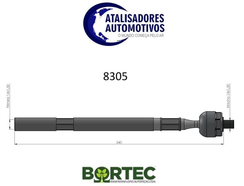 Imagem de Braço terminal axial PEUGEOT  307 2001 ATÉ 2011 sistema caixa hidraulica - BORTEC BA8305