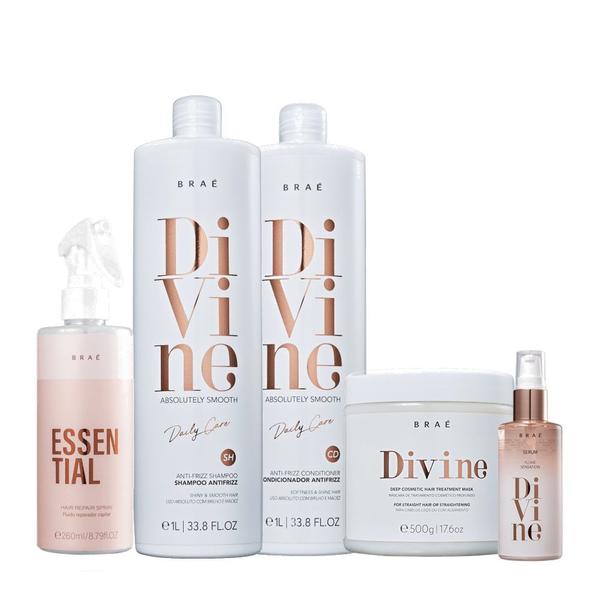 Brae Divine Shampoo+Condicionador 1L+Mascara 500g+Essential 260ml+Serum 60ml Brae Divine Shampoo+Condicionador 1L+Mascara 500g+Essential 260ml+Serum 60ml