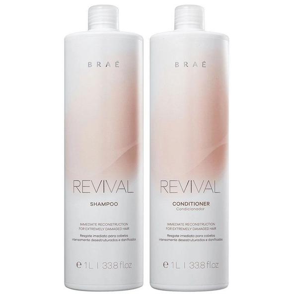 Braé Revival Kit Profissional Reconstrutor - Shampoo 1L e Condicionador 1L - Brae Braé Revival Kit Profissional Reconstrutor - Shampoo 1L e Condicionador 1L - Brae