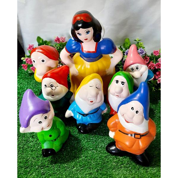 Branca de Neve e sete anões 18 cm Decoração de Jardim - RD Store Imagem de Branca de Neve e sete anões 18 cm Decoração de Jardim