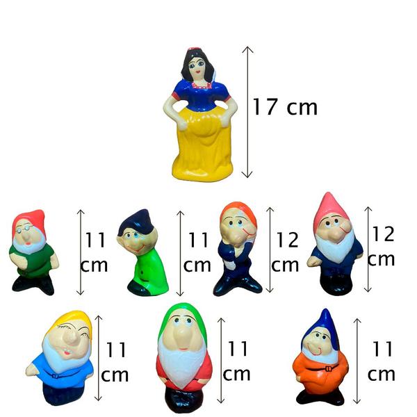 Branca de Neve e sete anões 18 cm Decoração de Jardim - RD Store Imagem de Branca de Neve e sete anões 18 cm Decoração de Jardim