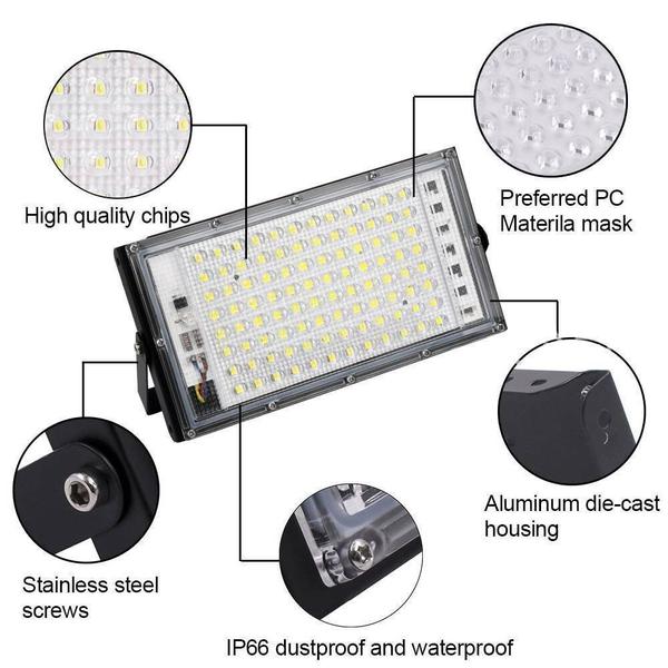 Imagem de (Branco) 2X 240V 50W LED Flood Light IP65 Garden Outdoor Security Landscape SMD Spotlight