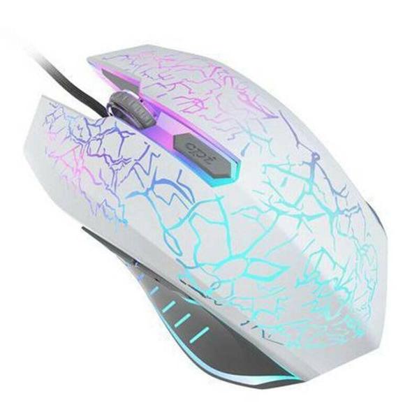 (Branco) Mouse gaming Wired 2400 DPI Ergonomic Gamer Mice LED Backlit Laptop Computador de laptop - SANLIN BEANS Imagem de (Branco) Mouse gaming Wired 2400 DPI Ergonomic Gamer Mice LED Backlit Laptop Computador de laptop
