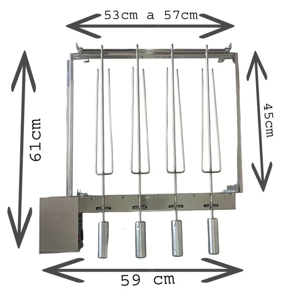 Imagem de Brasa Grill Gira 4 Espetos Ajustável Churrasqueira Pré Moldada Trilho