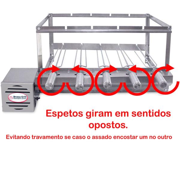 Imagem de Brasa Grill Gira 5 Espetos para Churrasqueira Pré Moldada de 65cm Espaço Interno Largura